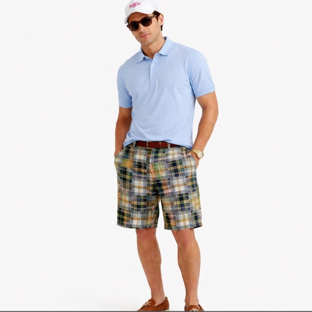 Polo Ralph Lauren Madras Plaid Patchwork Shorts Mens 38 Preppy *READ DESCRIPTION